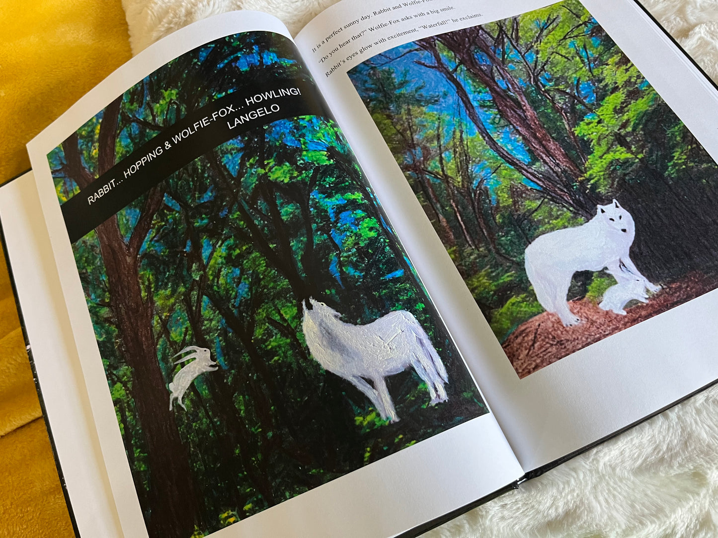 Hardcover Children's Book (Rabbit... Hopping & Wolfie-Fox... Howling! by Langelo)