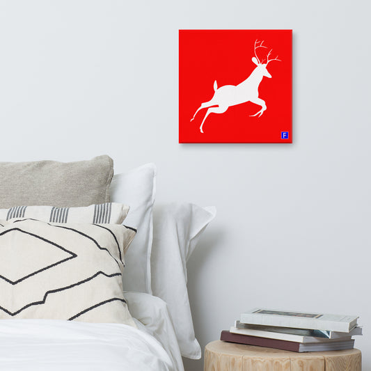 Canvas (16" X 16") Deer Red background