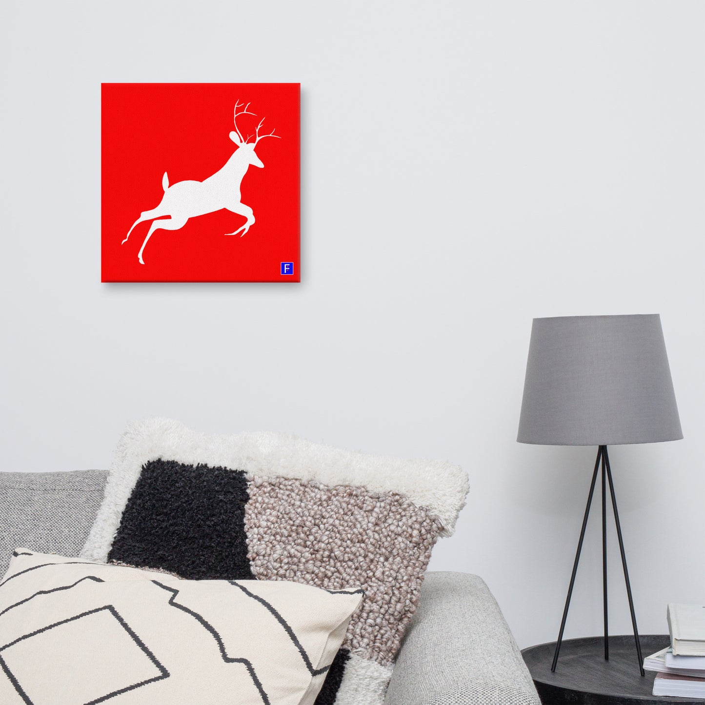 Canvas (16" X 16") Deer Red background