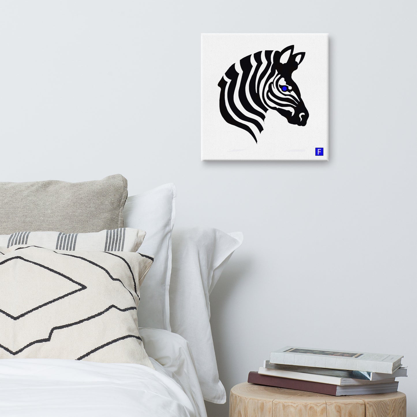 Canvas (16" X 16") Zebra Blue Eye