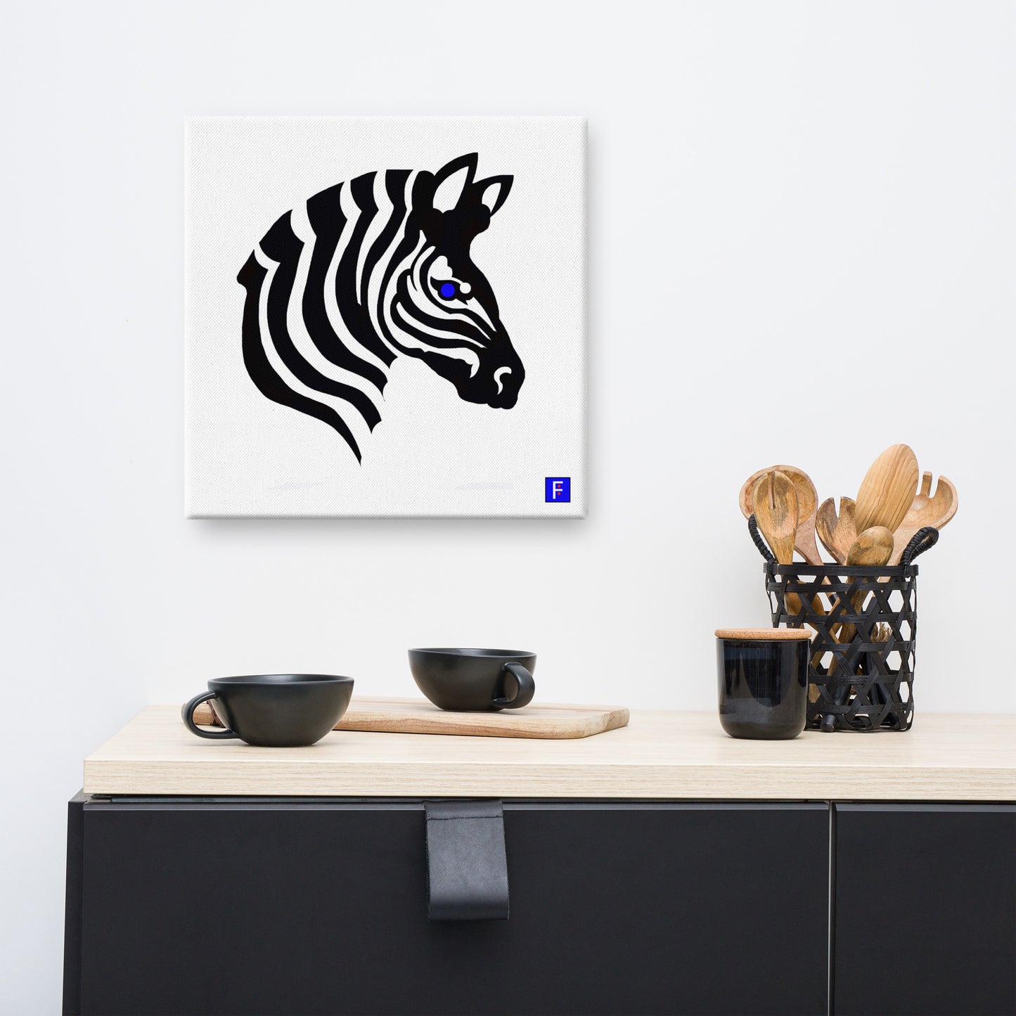 Canvas (16" X 16") Zebra Blue Eye
