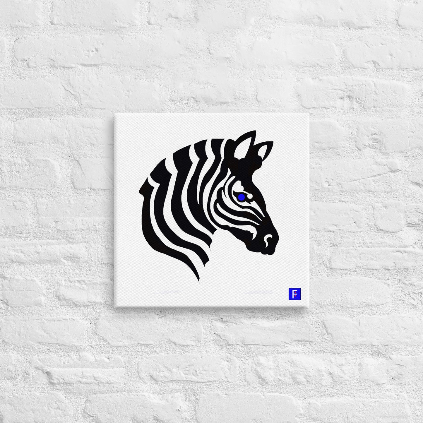 Canvas (16" X 16") Zebra Blue Eye