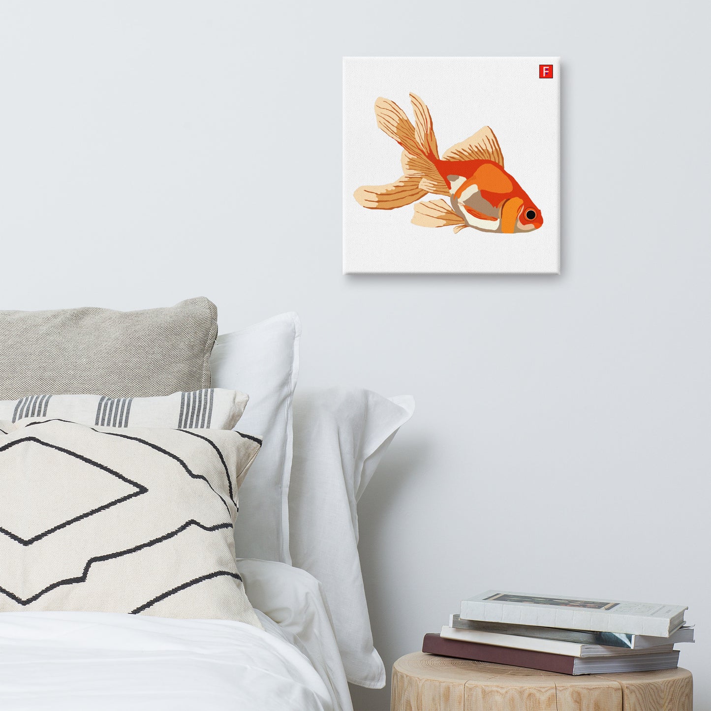 Canvas (16" X 16") Goldfish white background