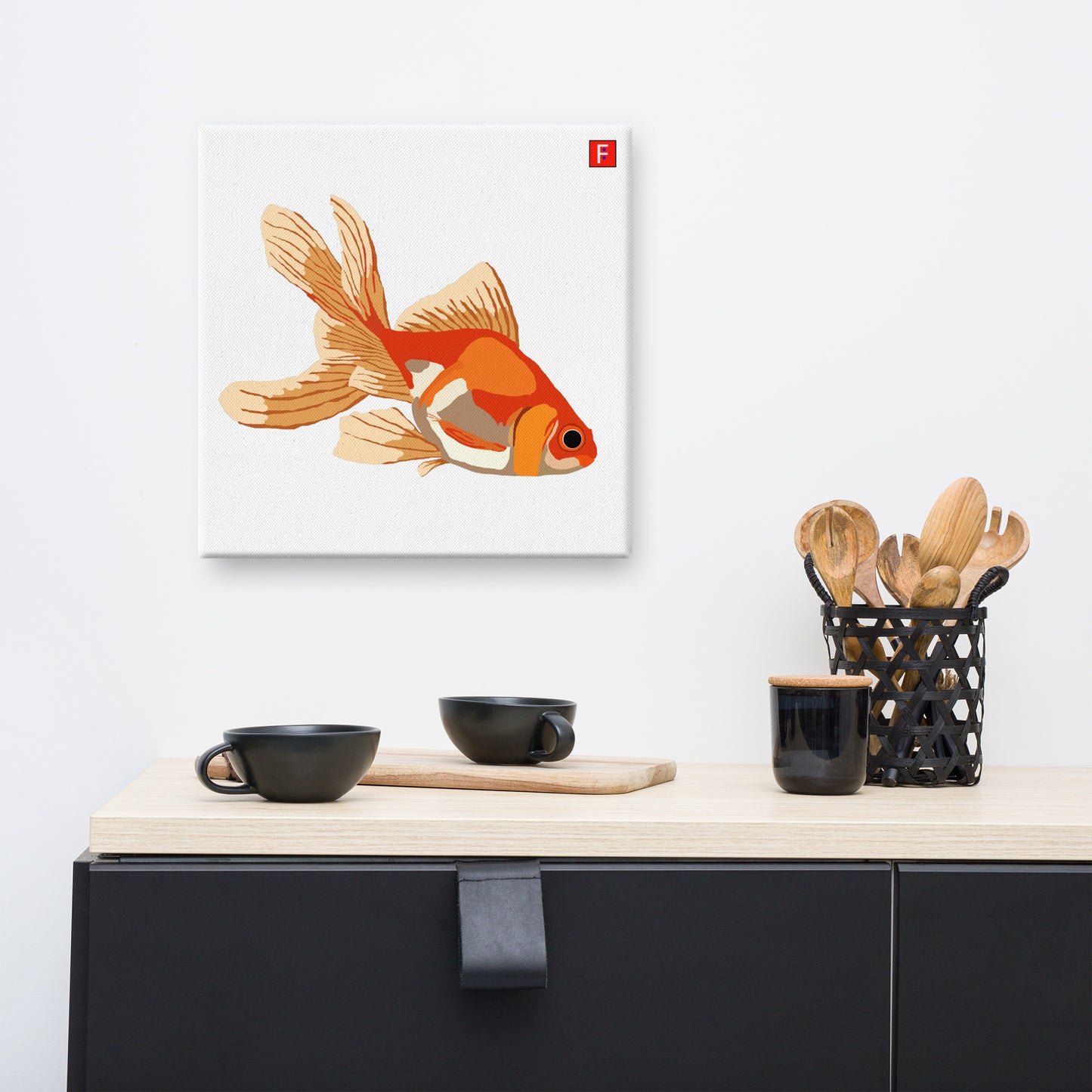 Canvas (16" X 16") Goldfish white background