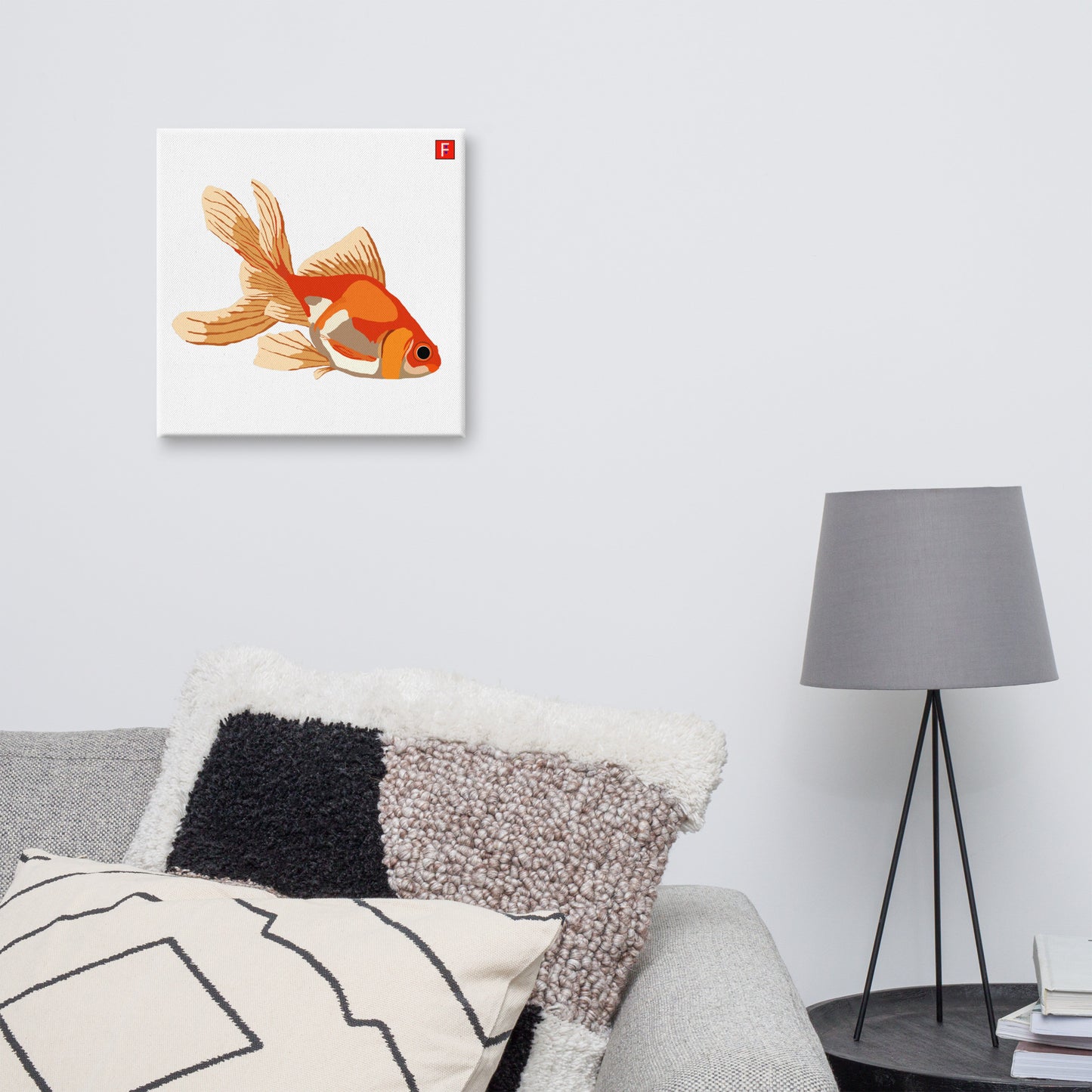 Canvas (16" X 16") Goldfish white background