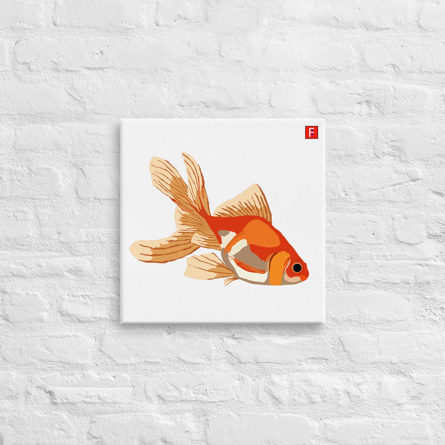 Canvas (16" X 16") Goldfish white background