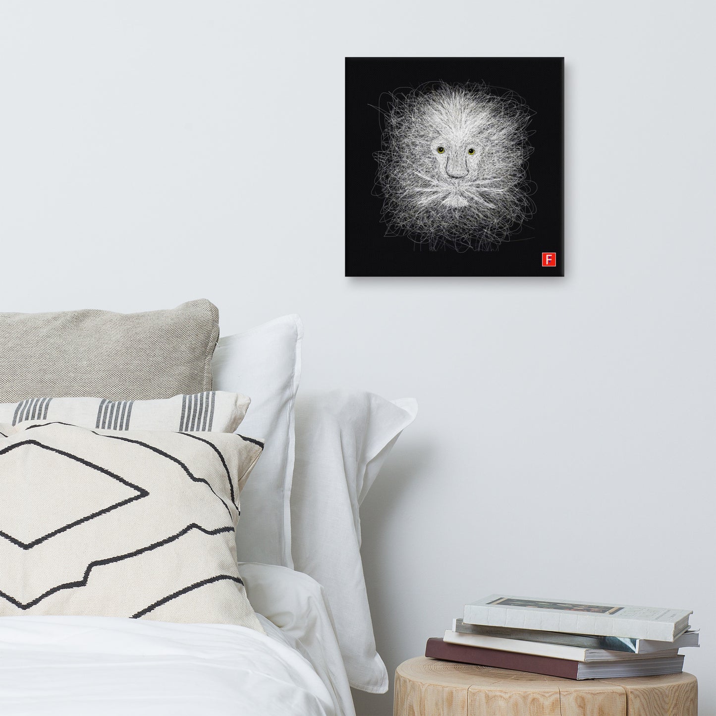 Canvas (16" X 16") White Lion