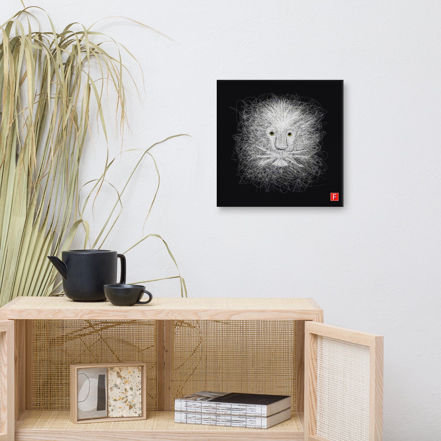 Canvas (16" X 16") White Lion