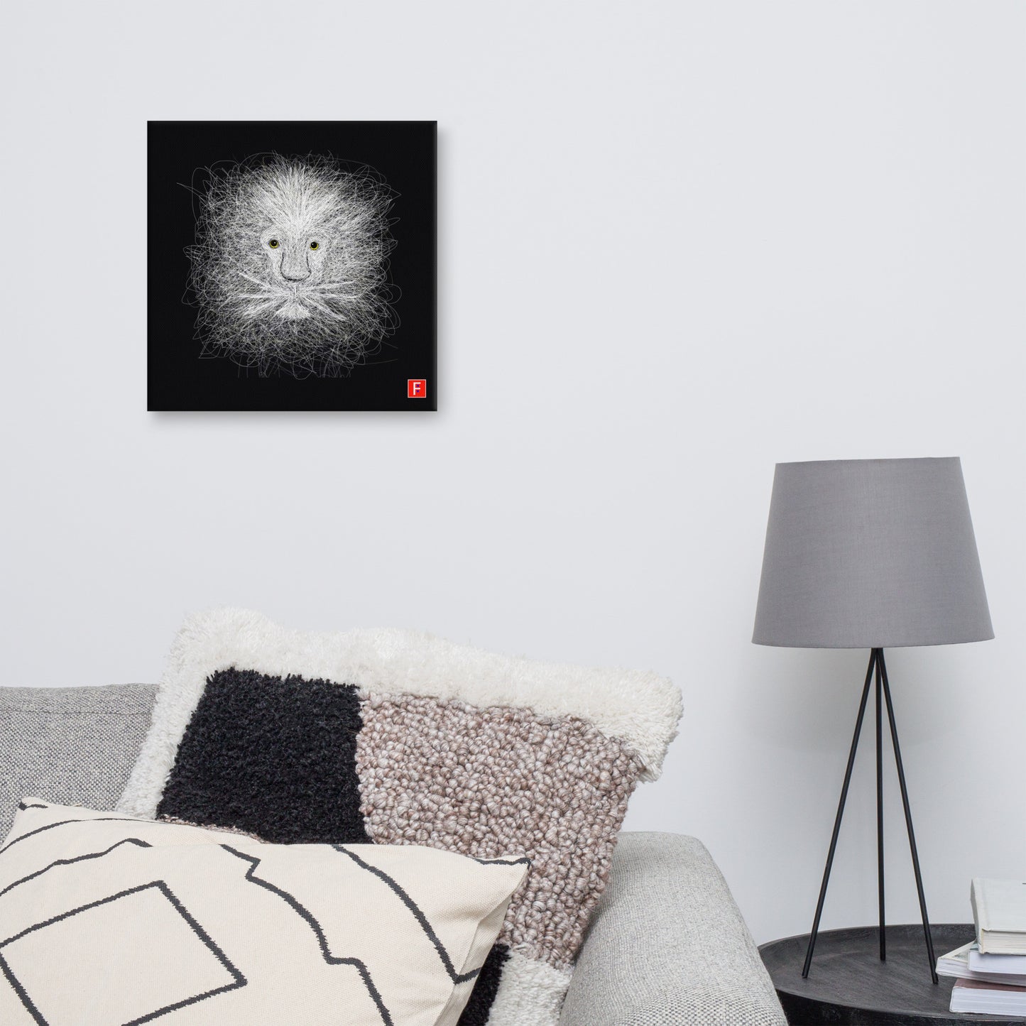 Canvas (16" X 16") White Lion