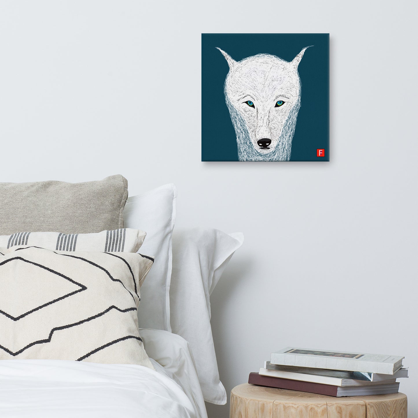 Canvas (16" X 16") White Wolf