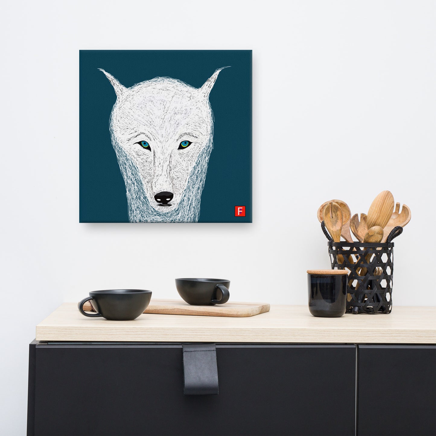 Canvas (16" X 16") White Wolf