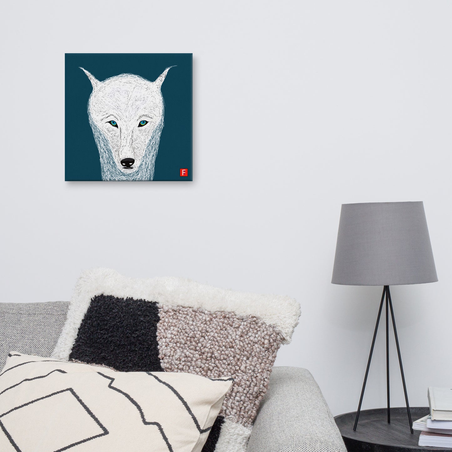 Canvas (16" X 16") White Wolf