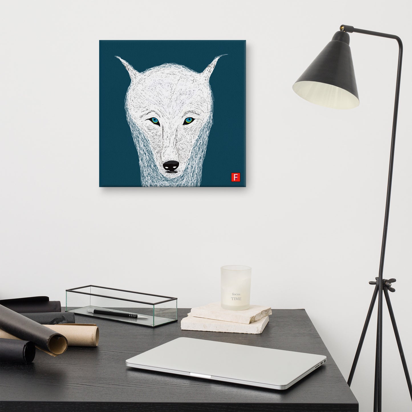 Canvas (16" X 16") White Wolf