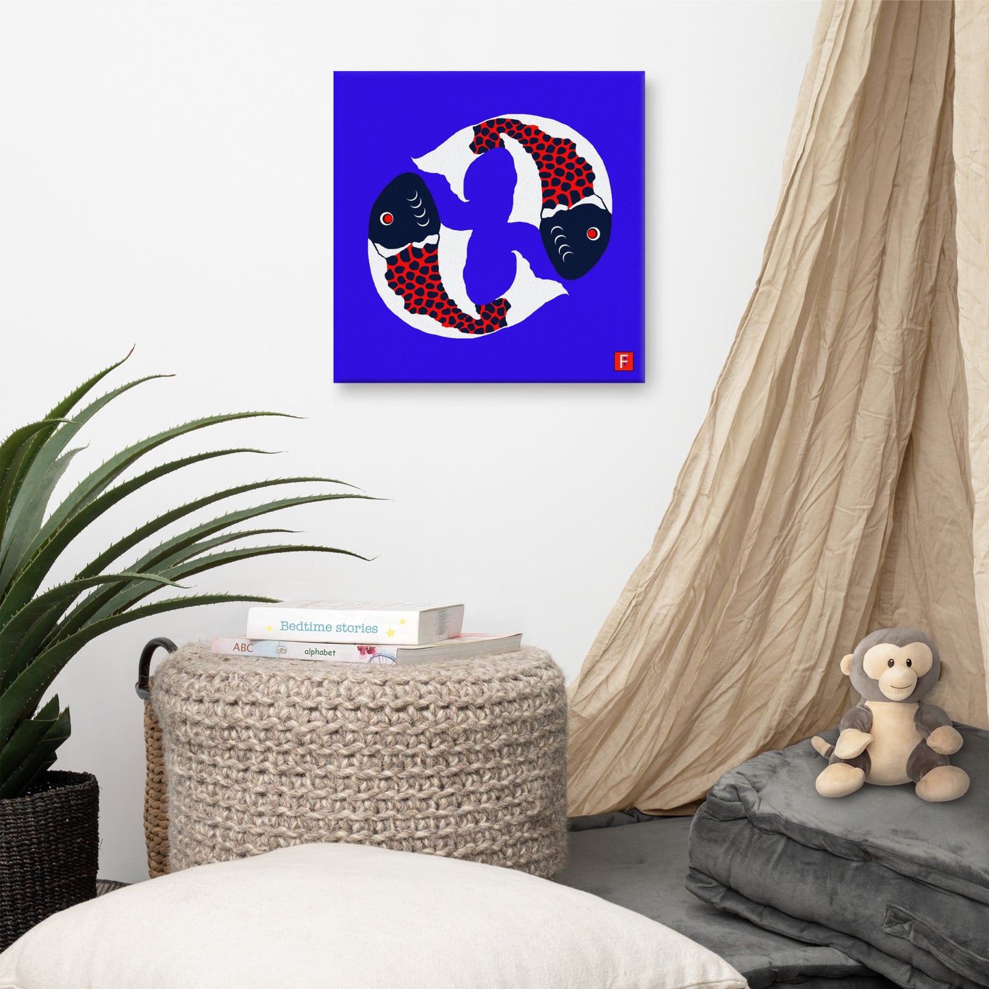 Canvas (16" X 16") Pisces Yin & Yang
