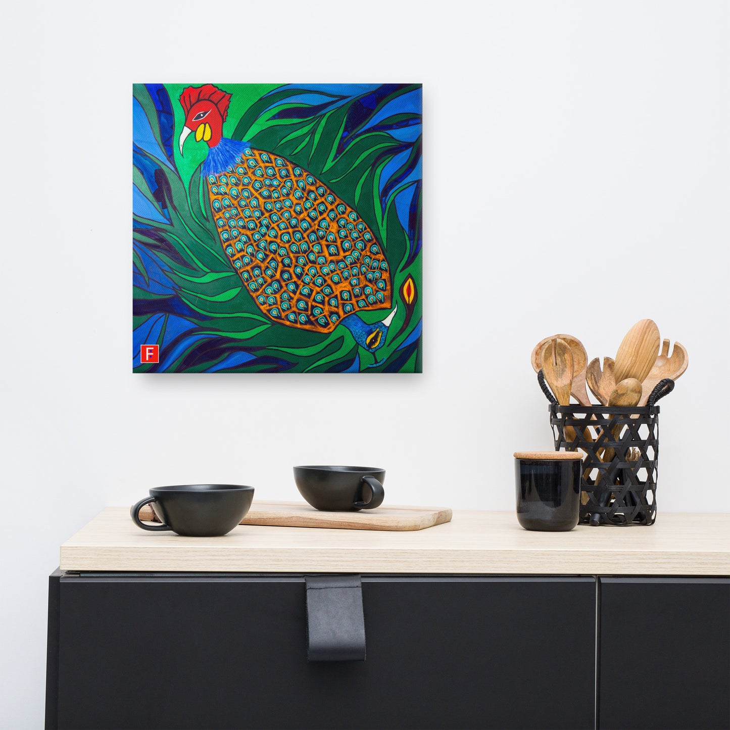 Canvas (16" X 16") Rooster & Phoenix 2