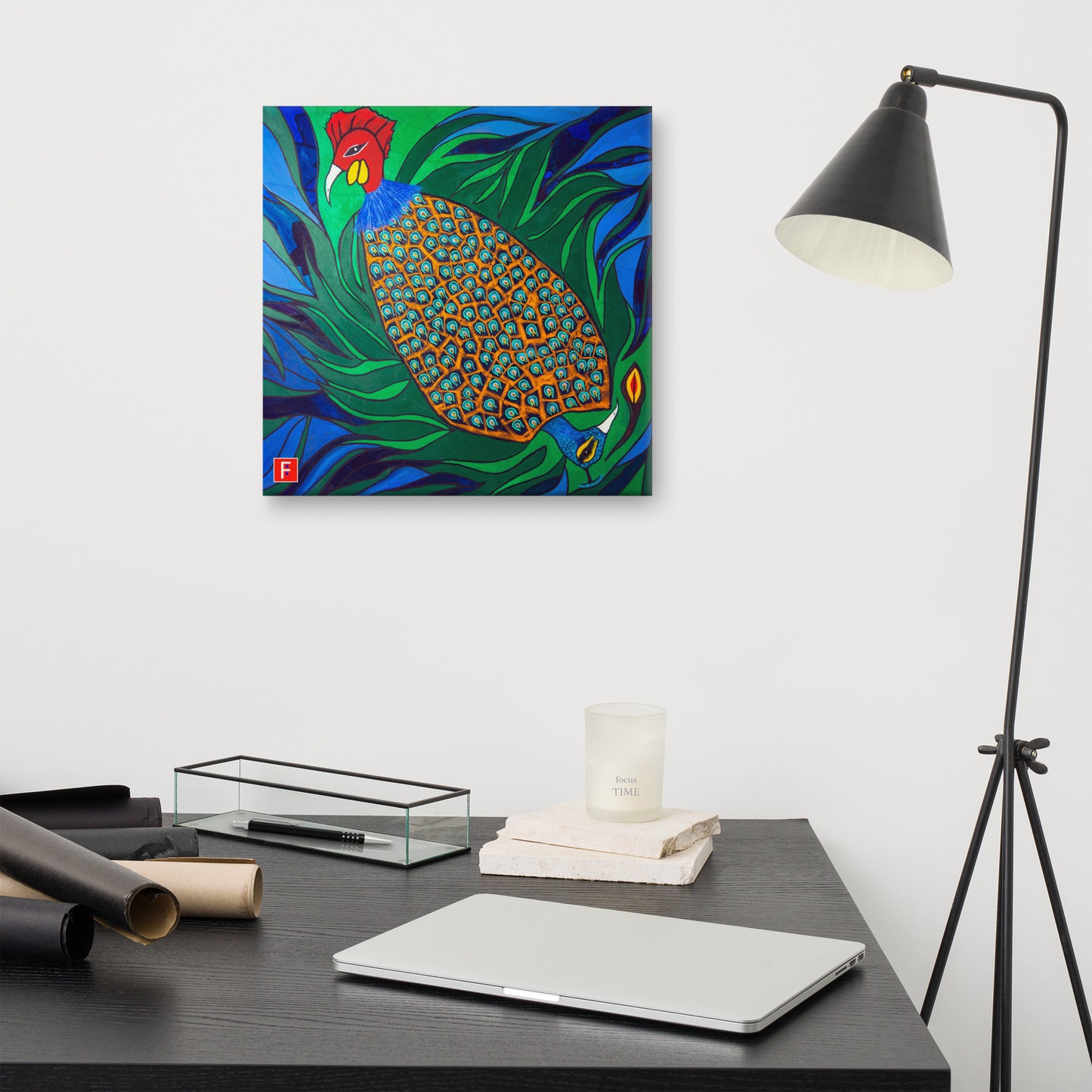 Canvas (16" X 16") Rooster & Phoenix 2