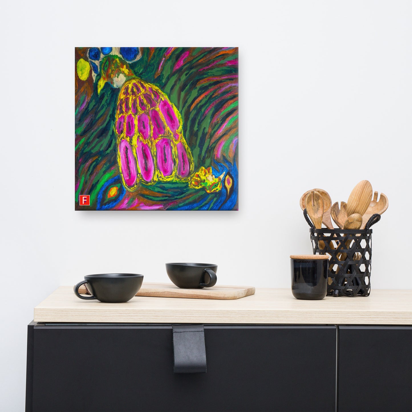 Canvas (16" X 16") Rooster & Phoenix 3