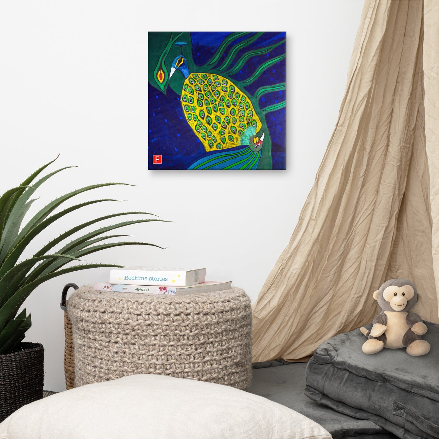 Canvas (16" X 16") Rooster & Phoenix 1