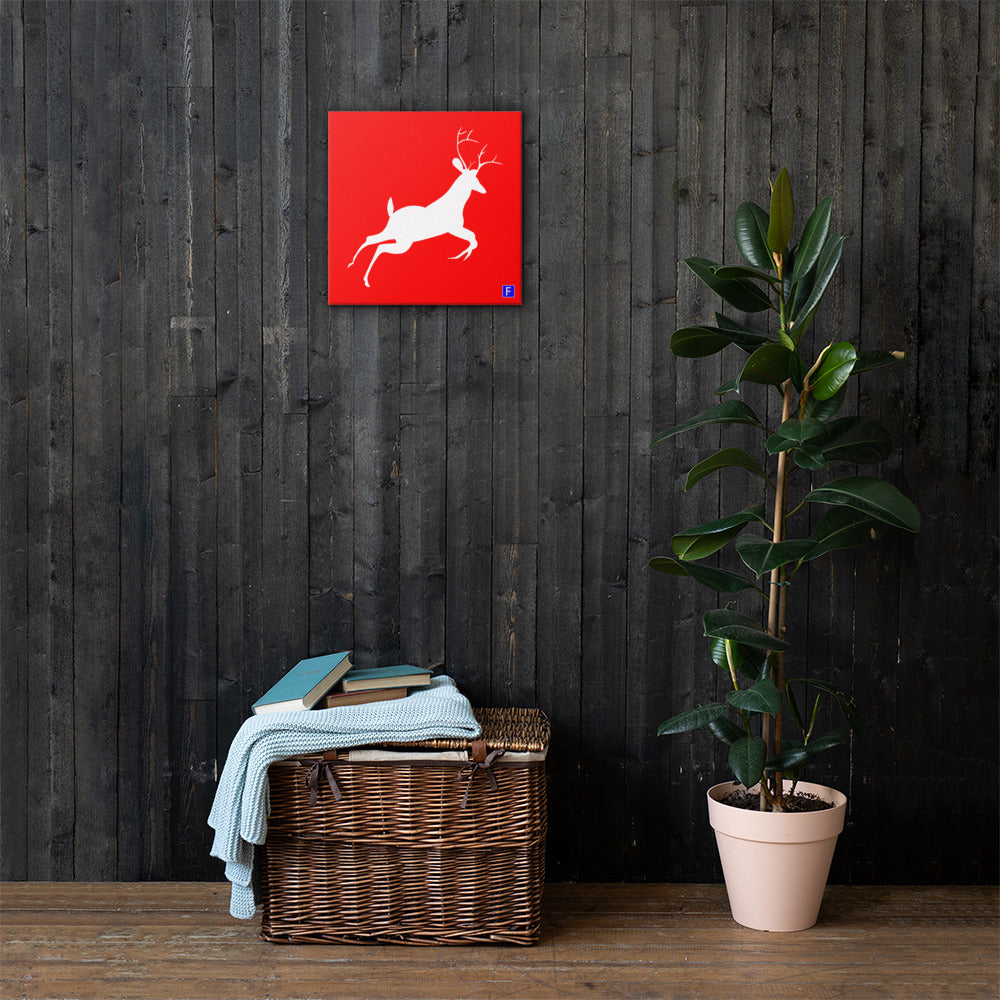 Canvas (16" X 16") Deer Red background