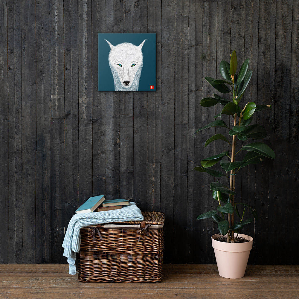 Canvas (16" X 16") White Wolf