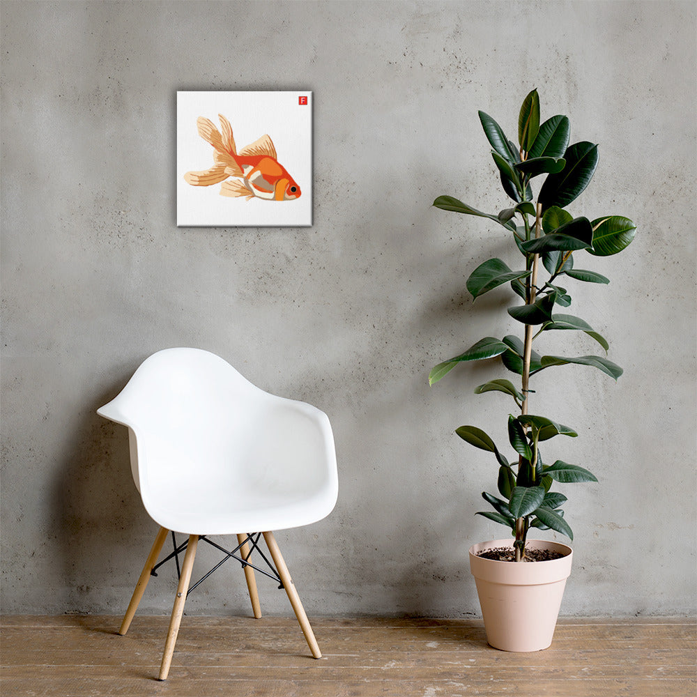 Canvas (16" X 16") Goldfish white background