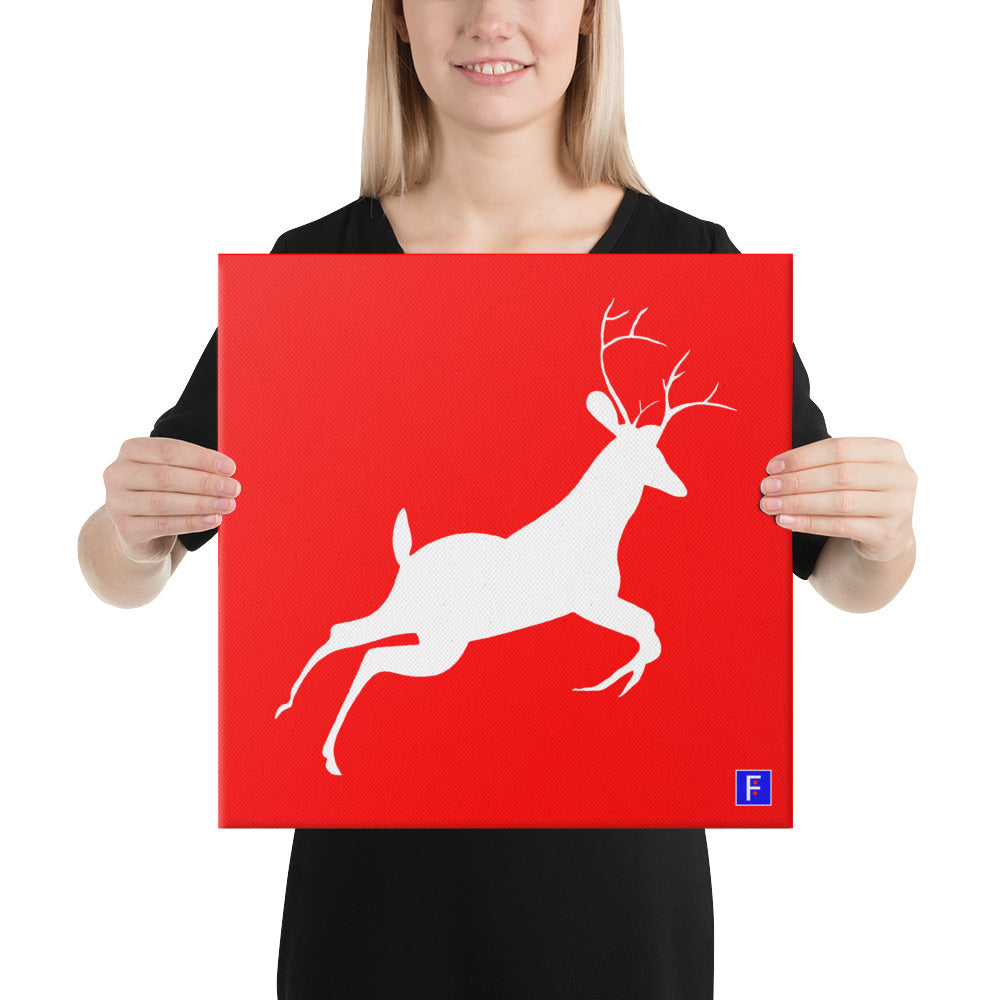 Canvas (16" X 16") Deer Red background