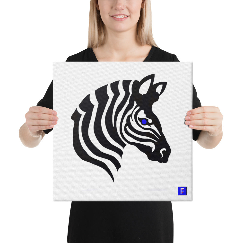 Canvas (16" X 16") Zebra Blue Eye