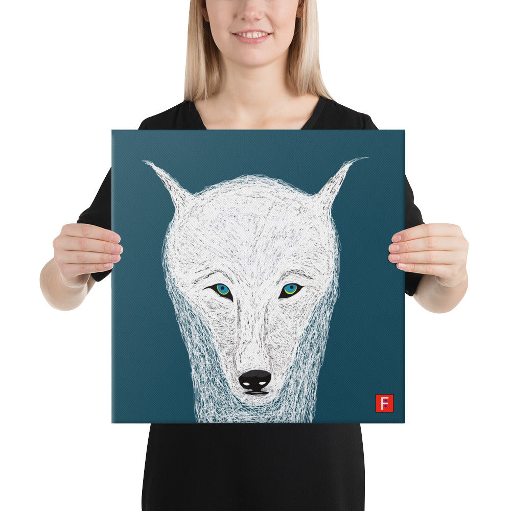 Canvas (16" X 16") White Wolf