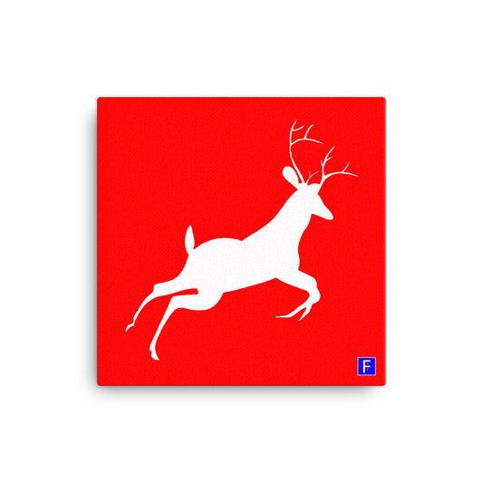 Canvas (16" X 16") Deer Red background
