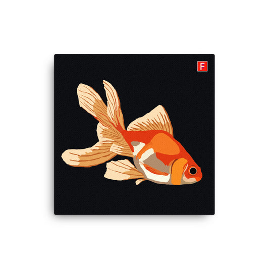 Canvas (16" X 16") Goldfish black background
