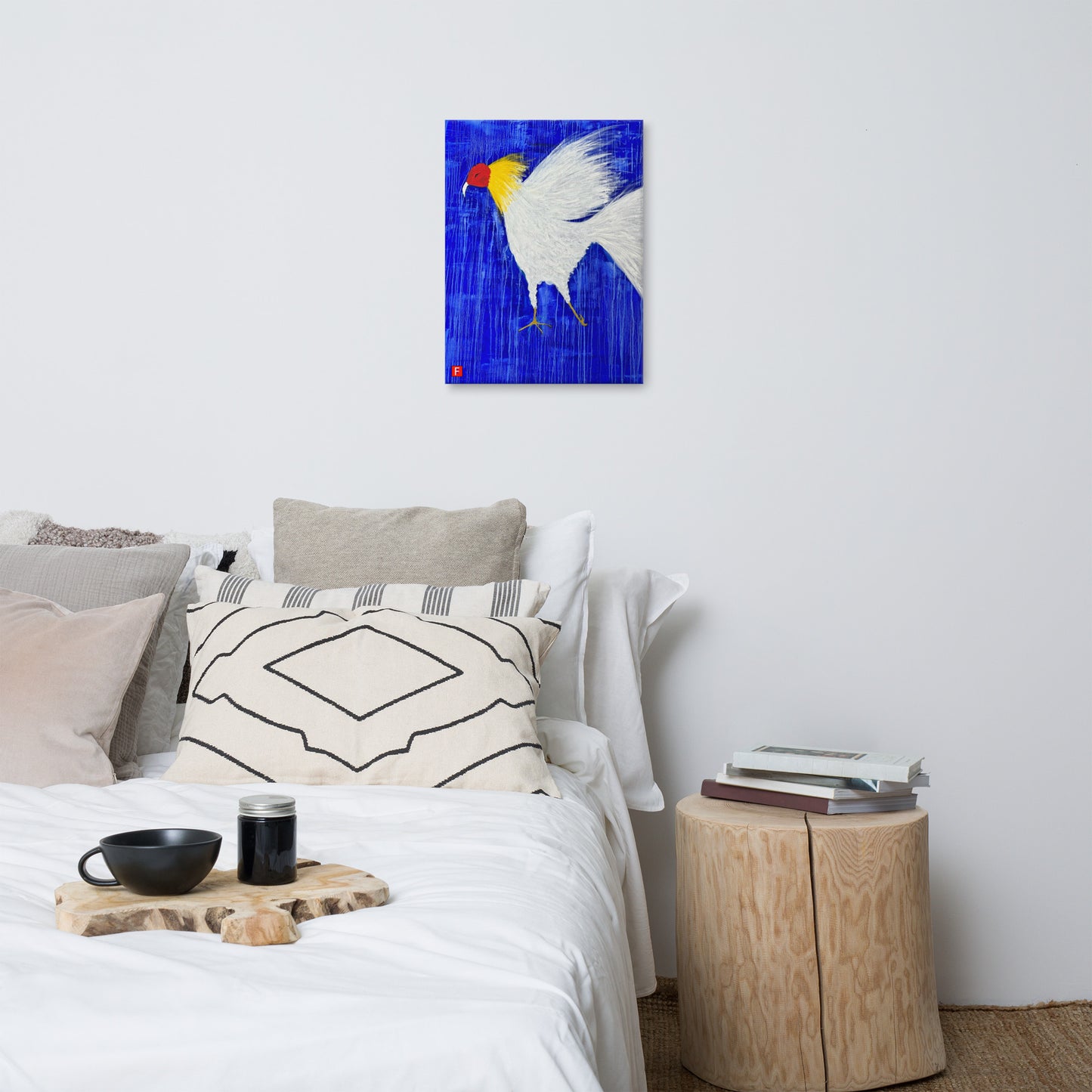 Canvas (18" X 24") Rooster WHITE