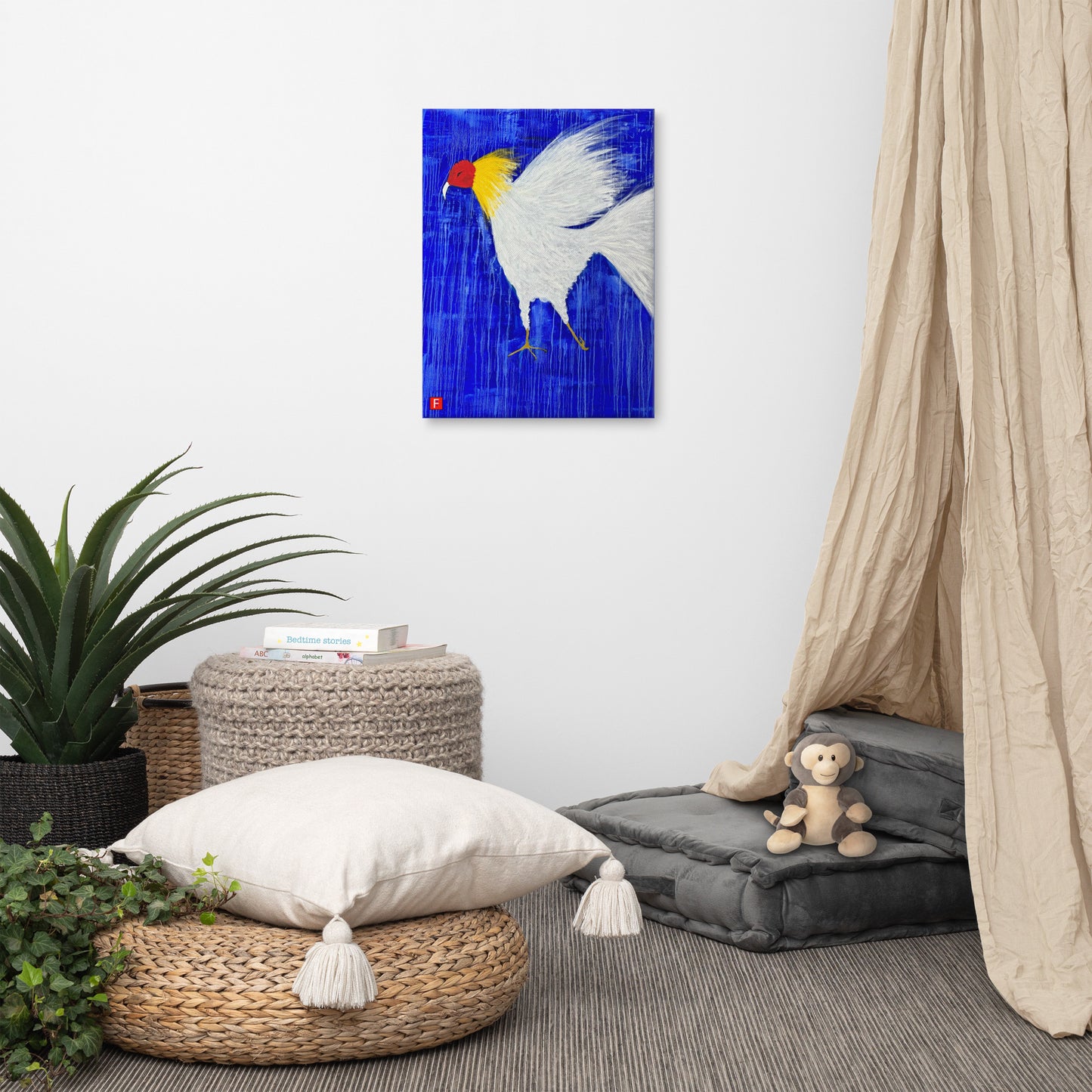 Canvas (18" X 24") Rooster WHITE