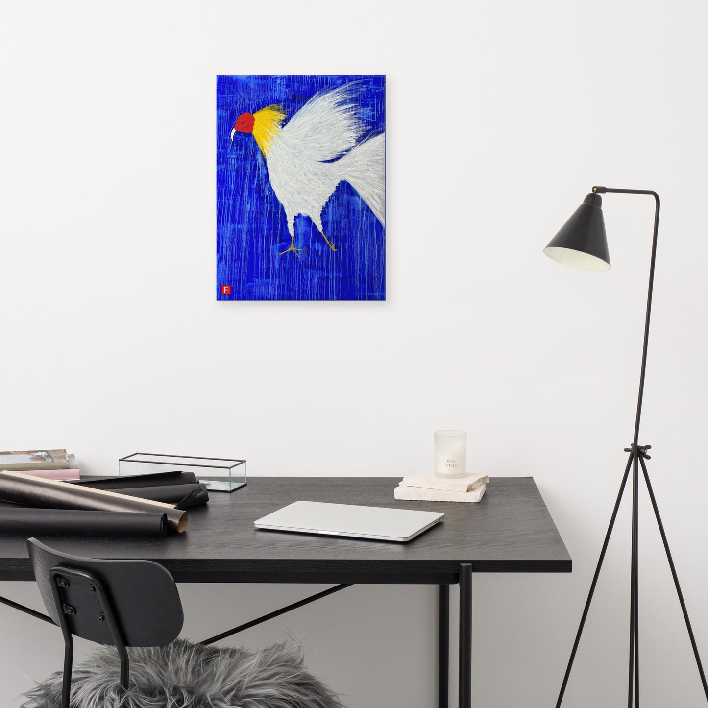 Canvas (18" X 24") Rooster WHITE