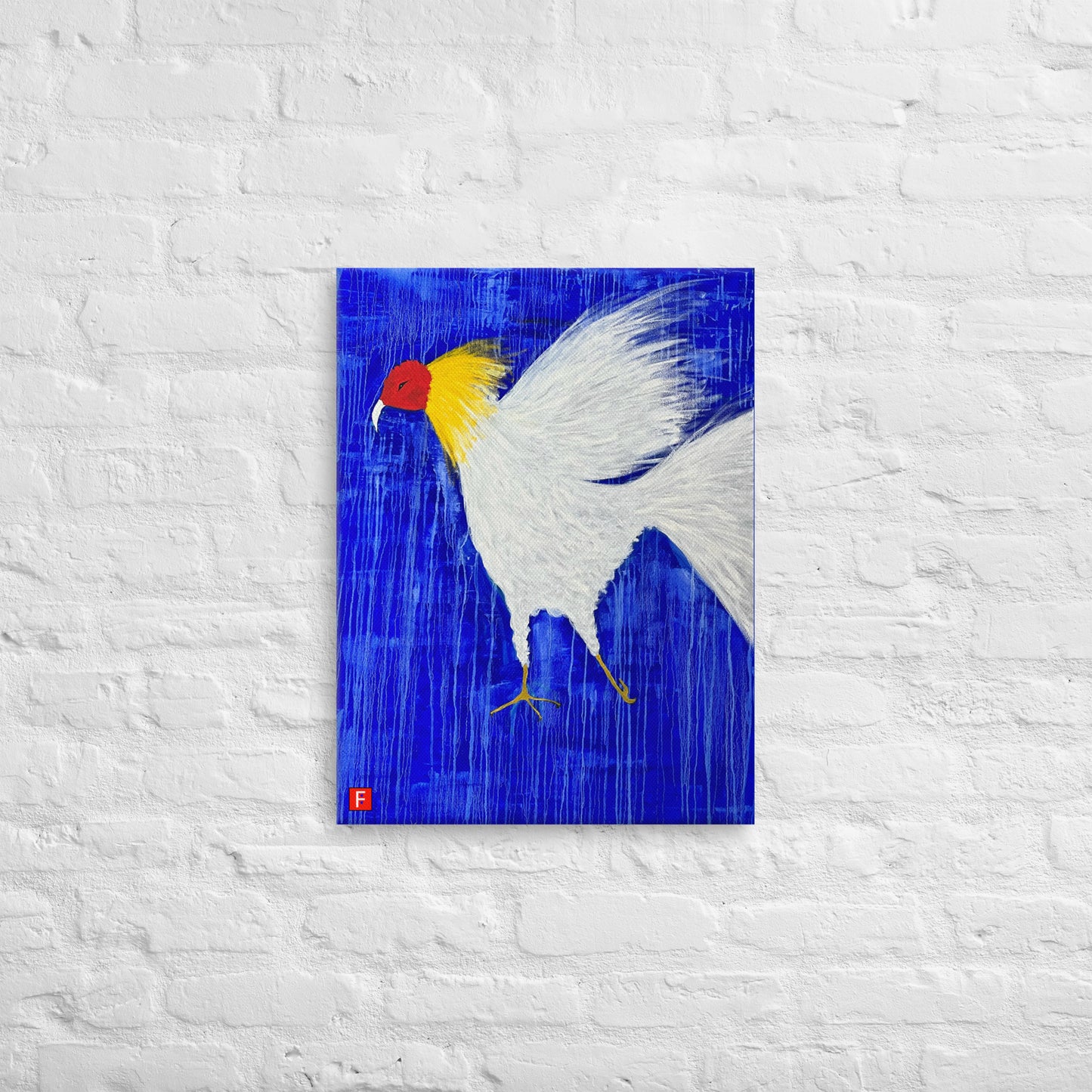 Canvas (18" X 24") Rooster WHITE