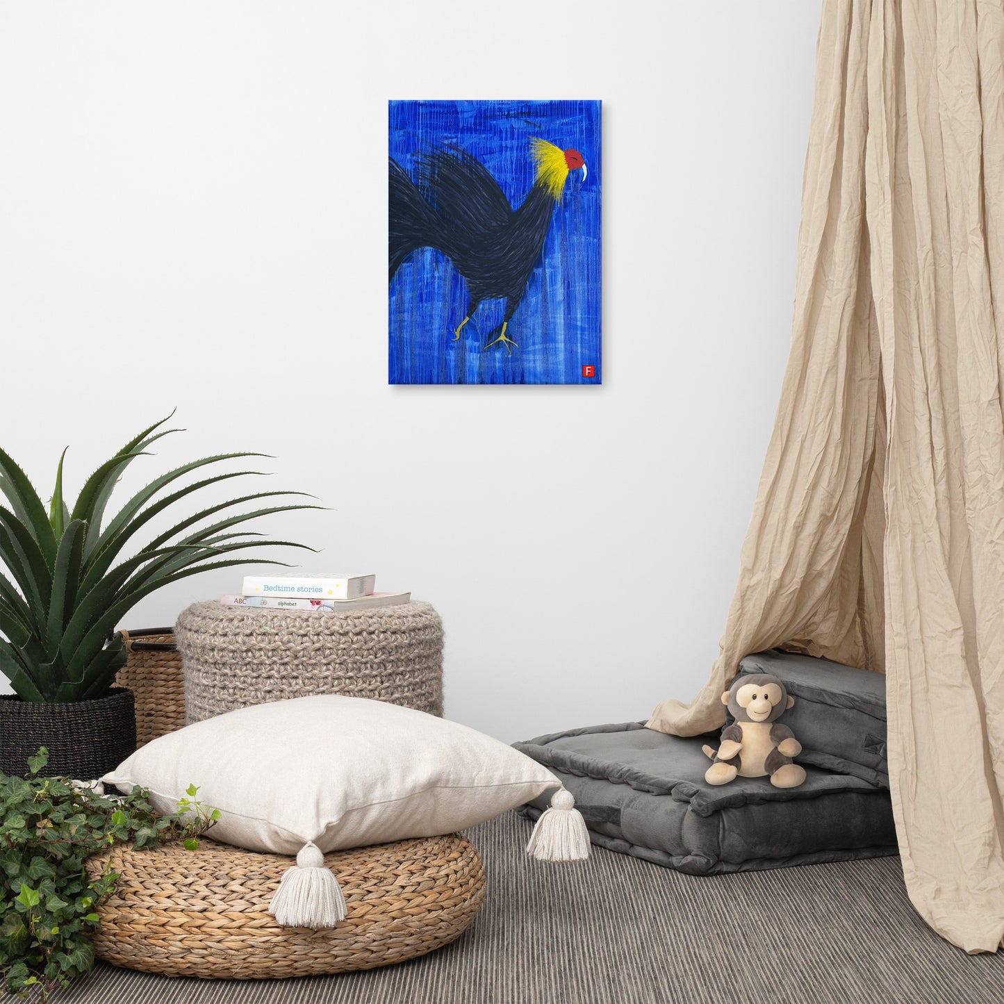 Canvas (18" X 24") Rooster Black