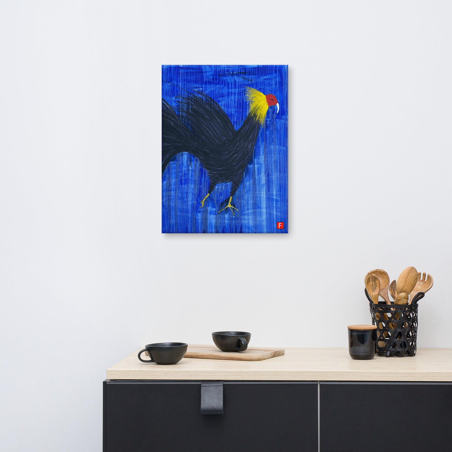 Canvas (18" X 24") Rooster Black