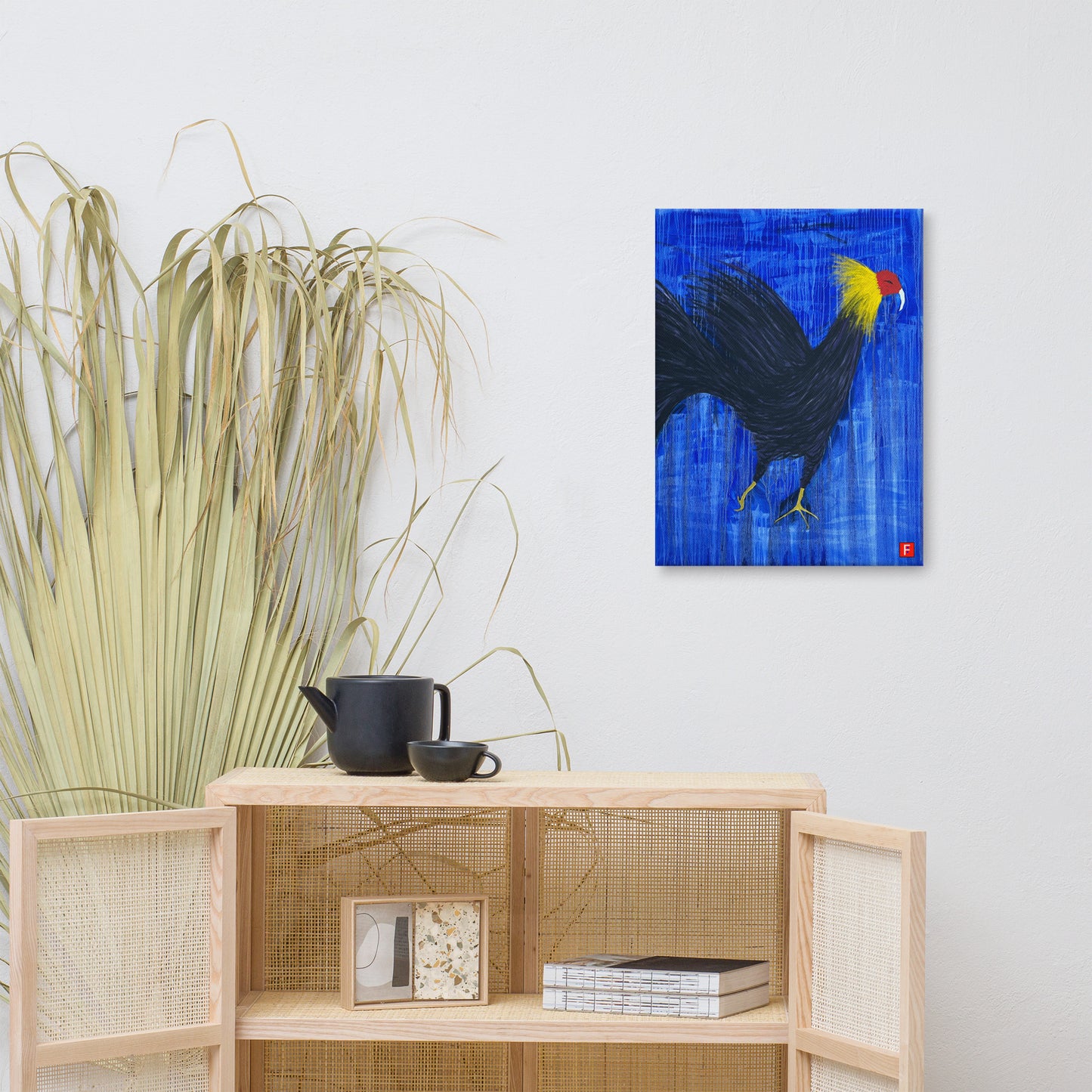 Canvas (18" X 24") Rooster Black