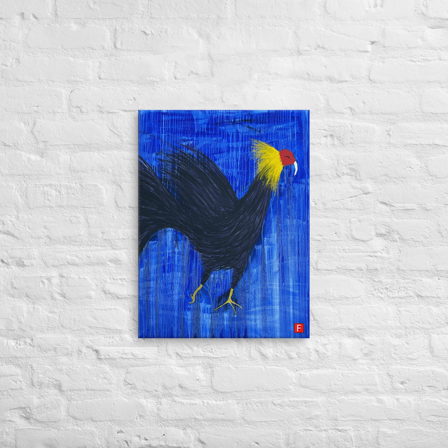 Canvas (18" X 24") Rooster Black