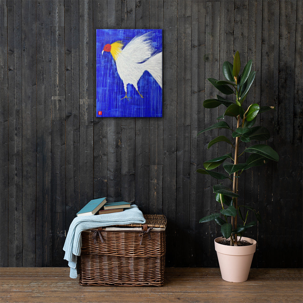Canvas (18" X 24") Rooster WHITE