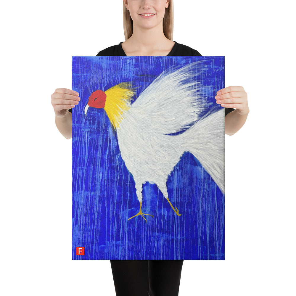Canvas (18" X 24") Rooster WHITE
