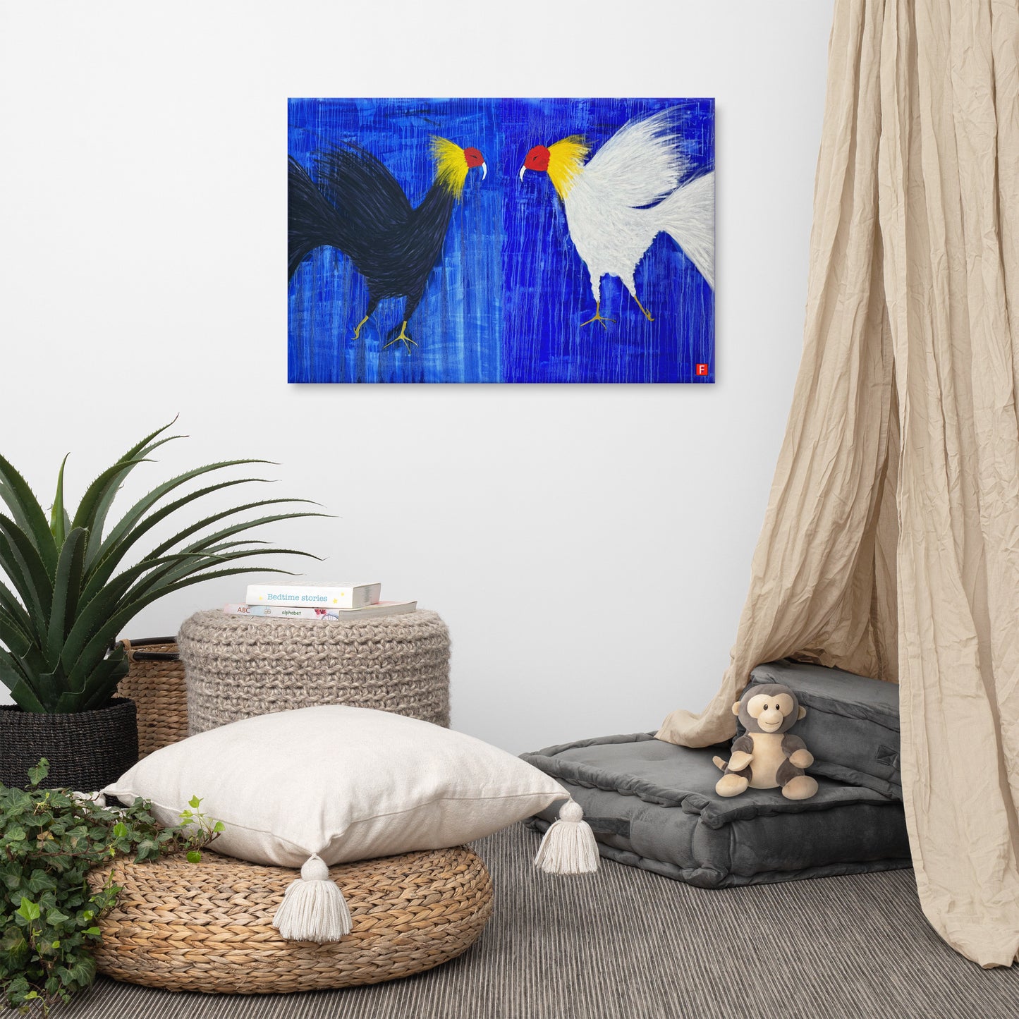 canvas (24" x 36") Roosters (A Kiss)