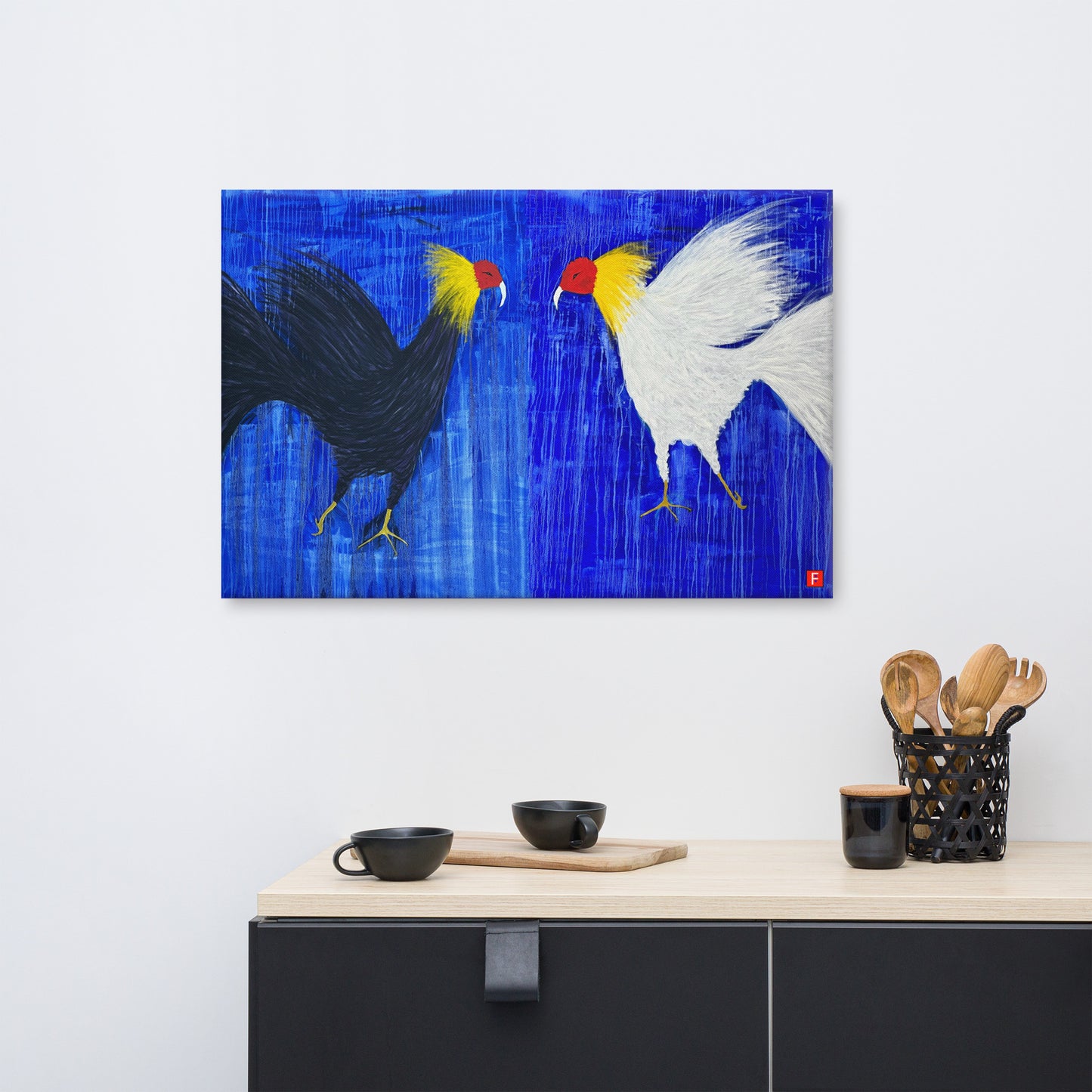 canvas (24" x 36") Roosters (A Kiss)