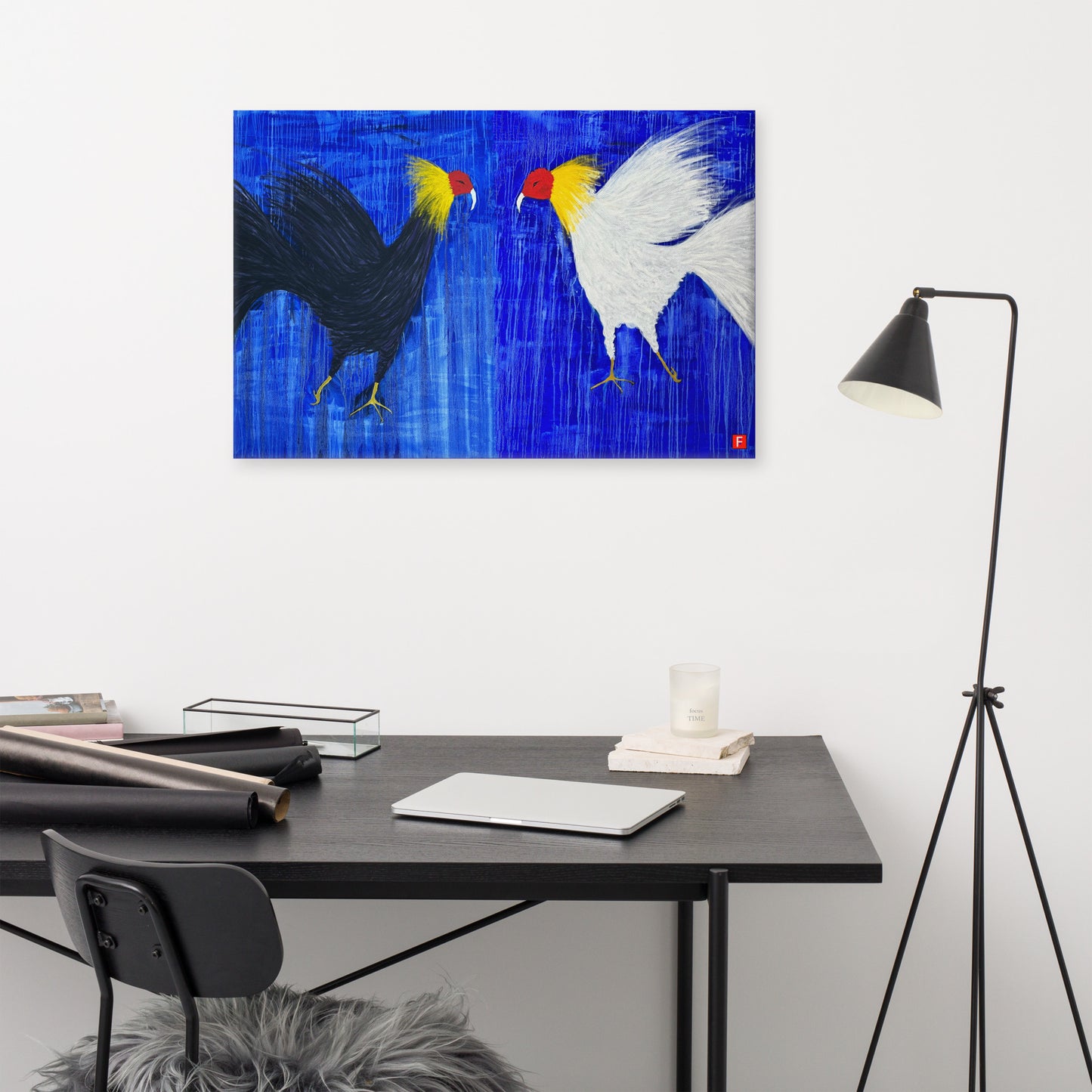 canvas (24" x 36") Roosters (A Kiss)