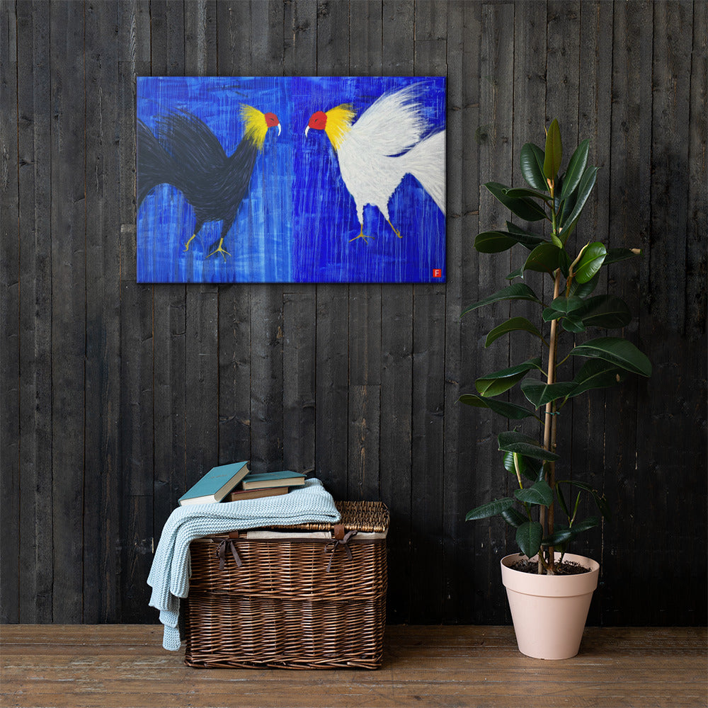 canvas (24" x 36") Roosters (A Kiss)