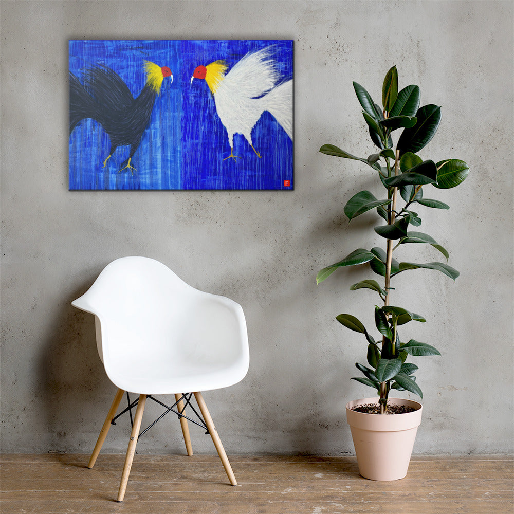 canvas (24" x 36") Roosters (A Kiss)