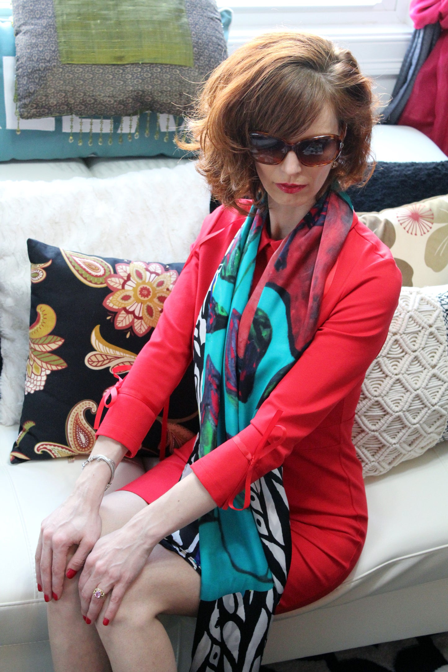 Silk Scarf 10 (Unisex) Rose & Statue