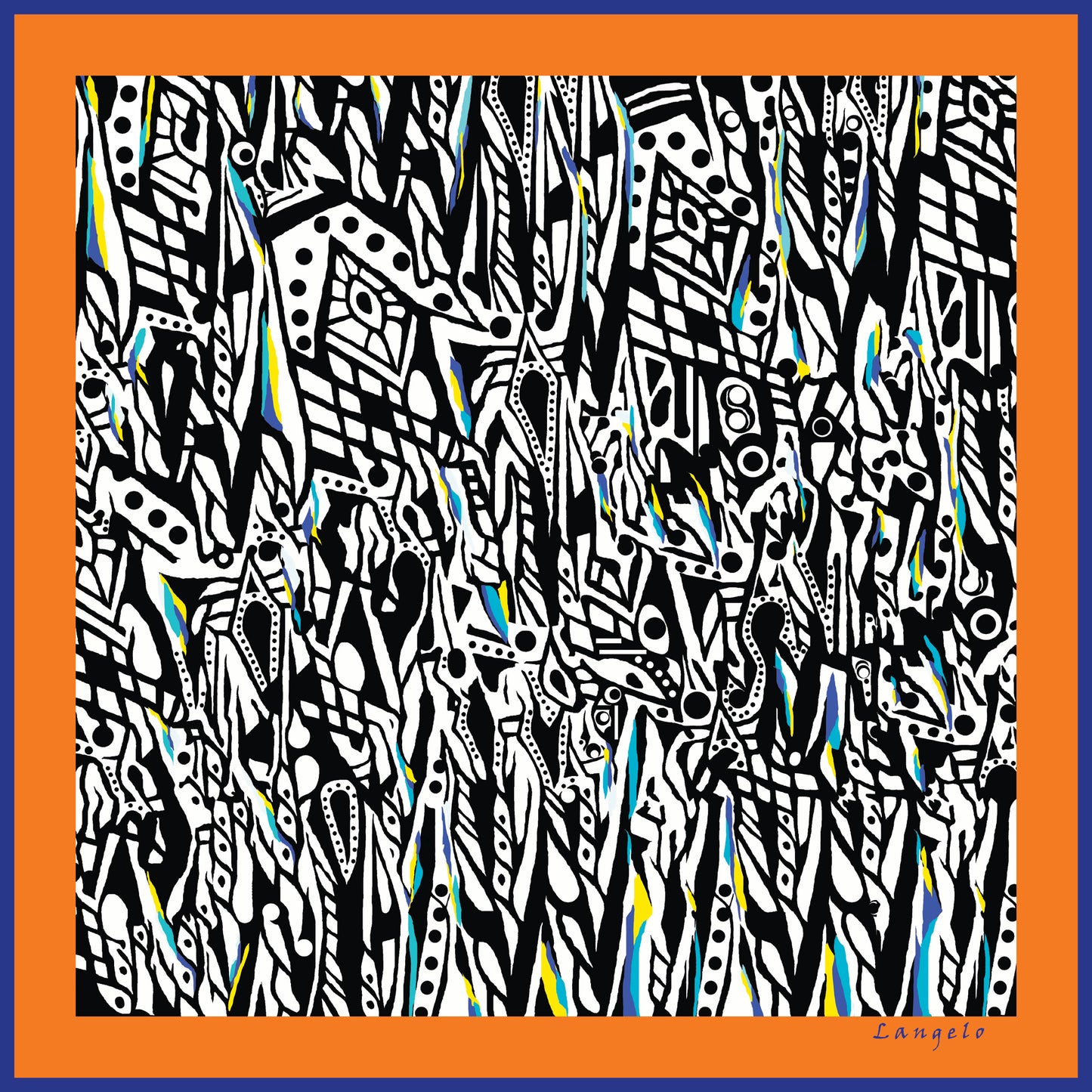 Silk Scarf 13 (Unisex) Abstract Orange