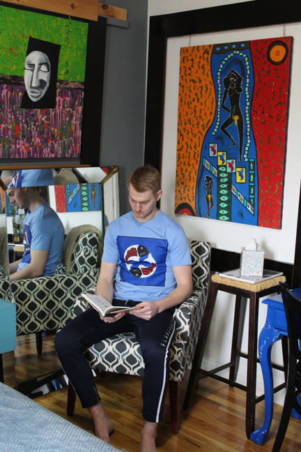 Tee Shirt BLUE (Unisex) Yin Yang Pisces Original Artwork