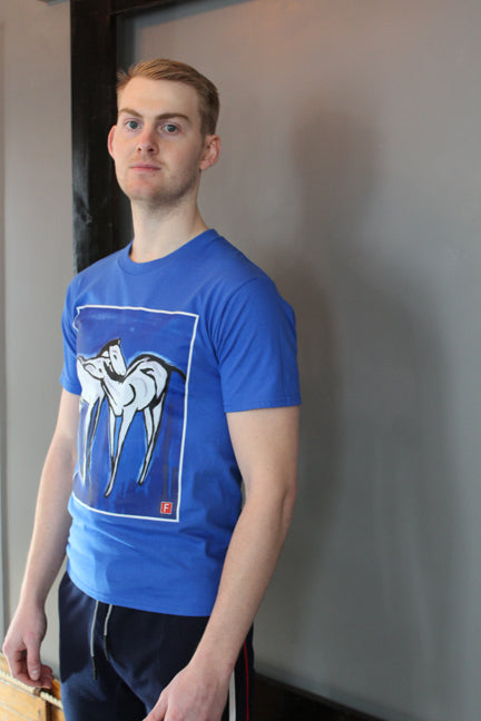 Tee Shirt BLUE (Unisex) Horses Original Artwork