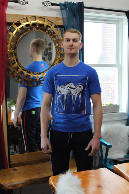Tee Shirt BLUE (Unisex) Horses Original Artwork